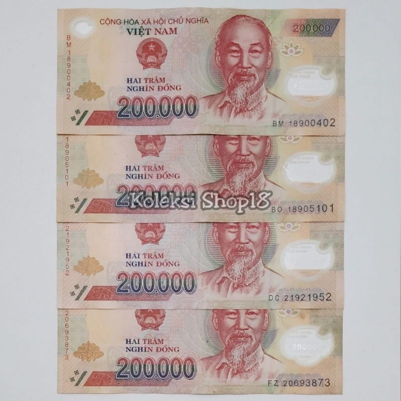 Koleksi Uang Asing Vietnam Dong Pecahan 200.000 Dong Polymer