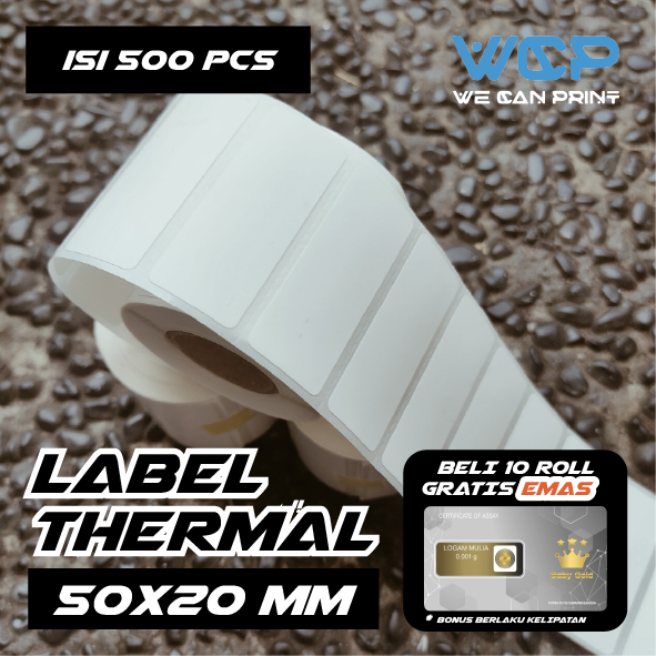 

Stiker Thermal 50 X 20 Sticker Direct Thermal Barcode 50X20 mm 1 LINE Label Barcode isi 500 PCS