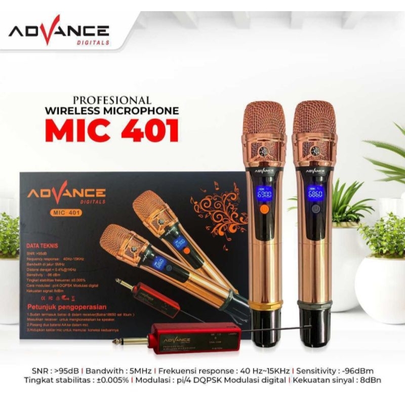 Mic Wireless Advance MIC-401 Double Mic/Mic Tanpa Kabel Advance MIC 401 ORI