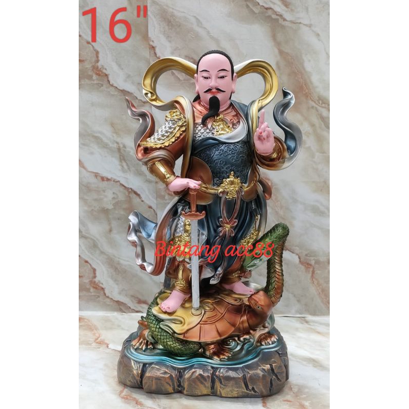 patung dewa hian tian shang ti/ siong te kong/ xuan tian shang di - fiber - 16inch - l2 - l24
