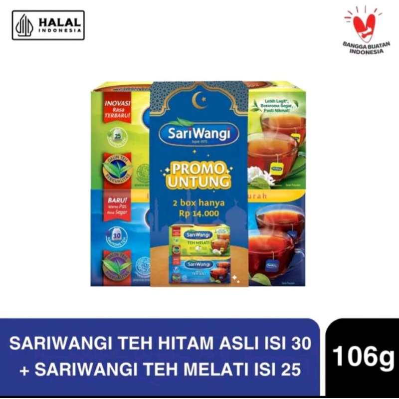 

Teh Sariwangi Asli 30pcs + Teh Sariwangi Melati 25 pcs