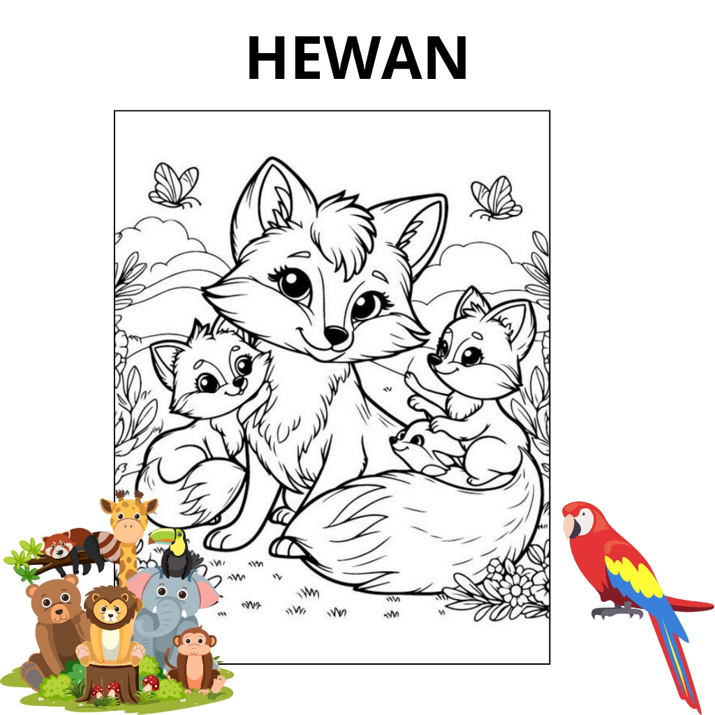 

KERTAS MEWARNAI / KERTAS GAMBAR / COLORING / EDISI HEWAN / KERTAS MEWARNAI ANAK PAUD TK