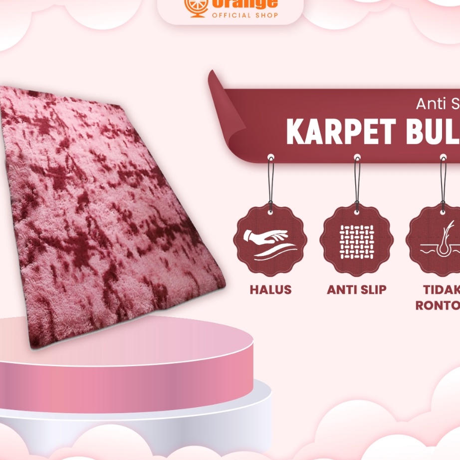 SPECIAL PROMO Orange Karpet bulu rasfur tebal ukuran 9cmx15cm Karpet bulu tebal aesthetic