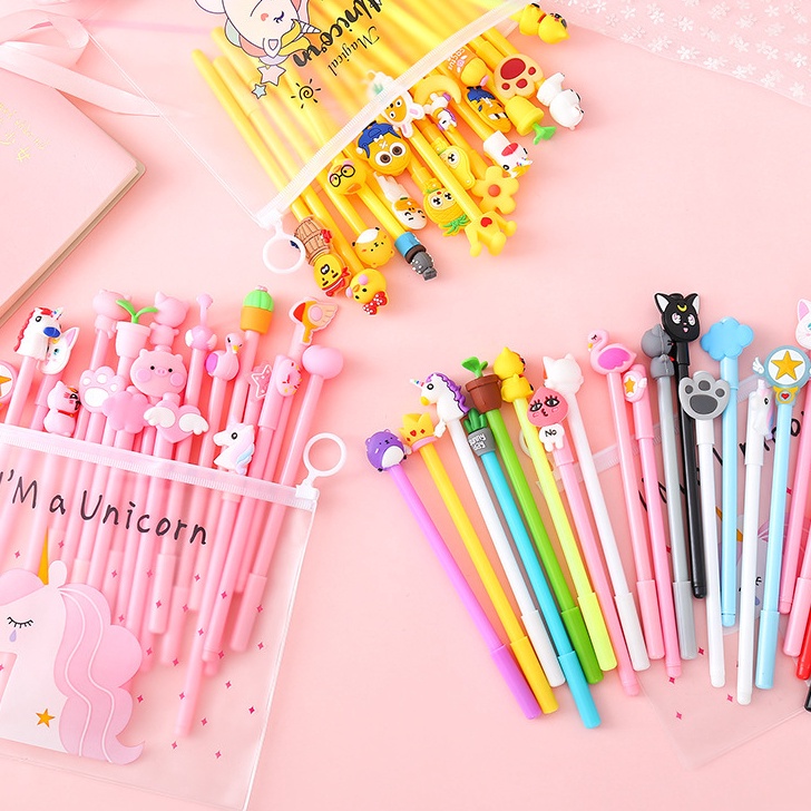 

PROMO HL78 Pena Set Karakter Cartoon Isi 2 Pcs Plus Pouch Transparant Pulpen Set