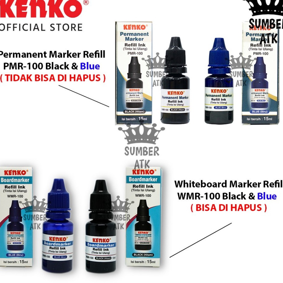 

BARANG TERUPDATE KENKO WHITEBOARD INK REFILL REFILL TINTA SPIDOL PAPAN TULIS WMR1 PERMANEN PMR1 Hitam Biru