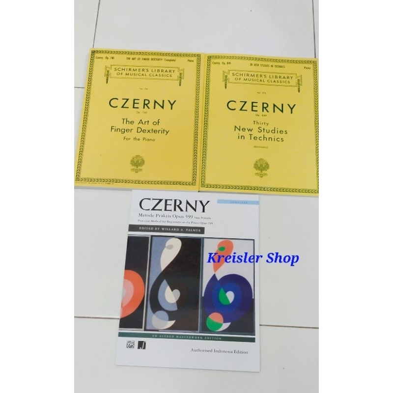 Buku piano Czerny op.849 op.740 Thirty new Studies in Technics terbitan Schirmers Library buku origi