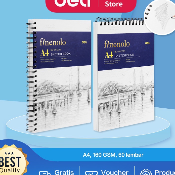 

PROMO SPESIAL Deli Sketch Book Buku Gambar Sketsa A4 16GSM 6 Lembar EC27X