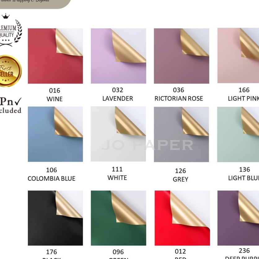 

PROMO BESAR 5 LEMBAR Flower Wrapping Paper Bi Color Gold Emas Cellophane Kertas Bunga Korea