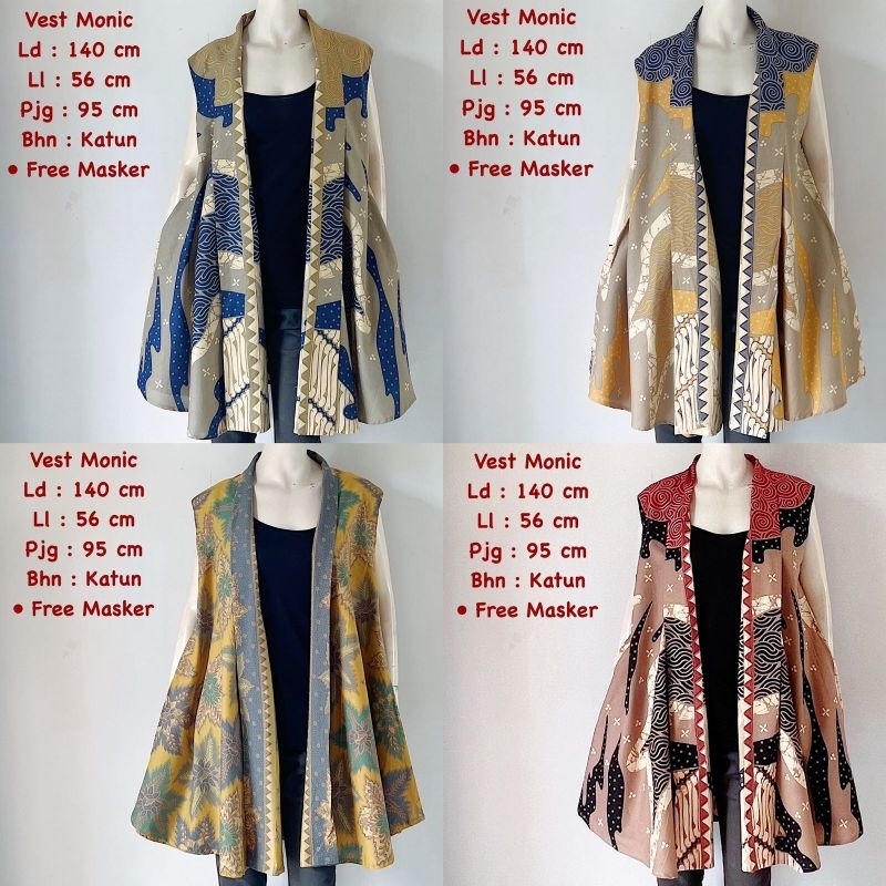 Bolero Batik Wanita Vest Outer Cardigan Blazer Milea Batik Katun Batik Kuliah Batik Kerja Kantoran B