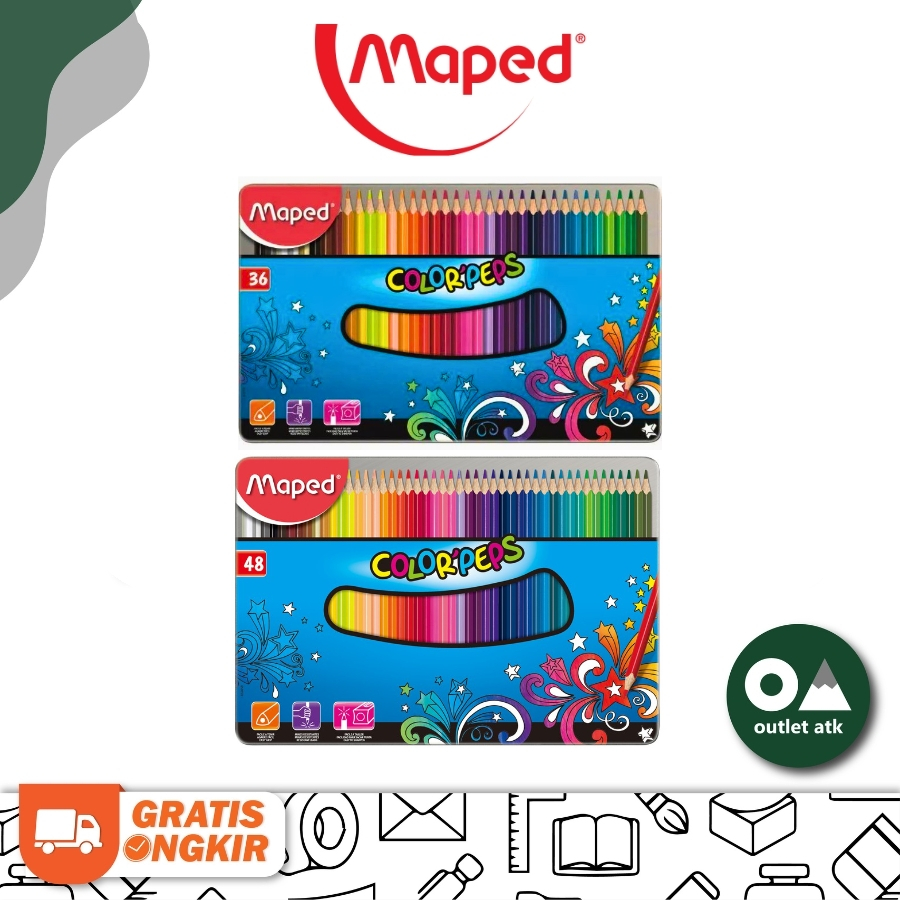 

Maped Colorpeps Tin 36 / 48 Color Pencils - Pensil Warna Awet Prancis