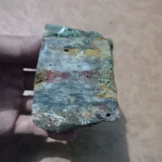 Natural Bongkahan bahan batu akik Panca warna hijau ijo army loreng