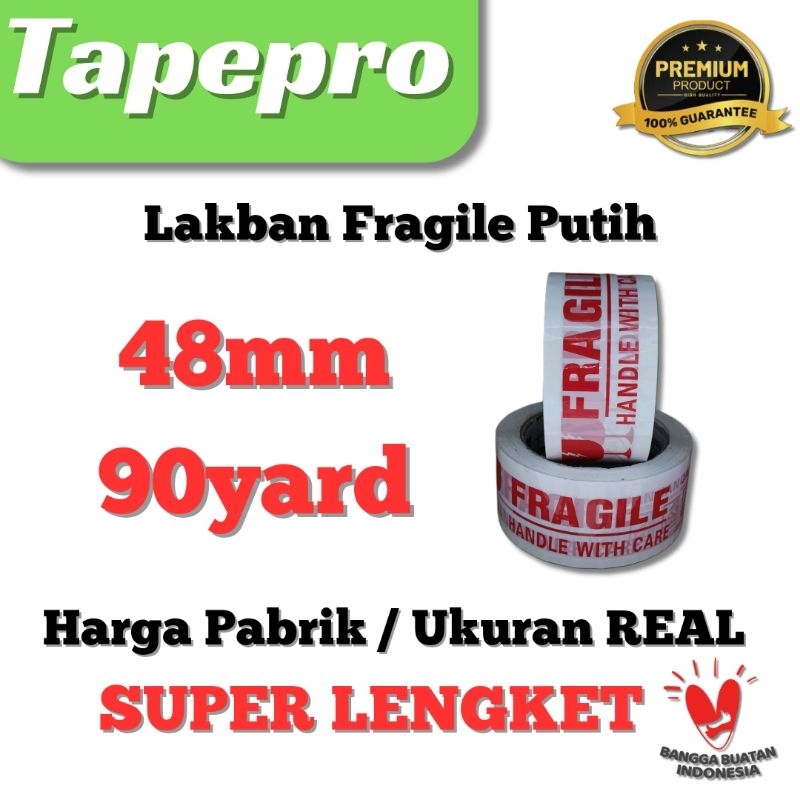 (Min 3Pcs) Lakban Fragile Putih 100yard Kualitas DAIMARU / NACHI