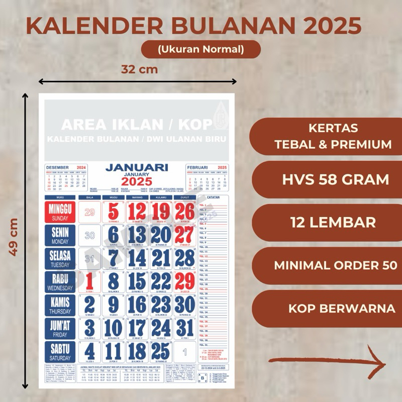 

[PRE-ORDER GROSIR] KALENDER BULANAN 2025 (50 pcs)