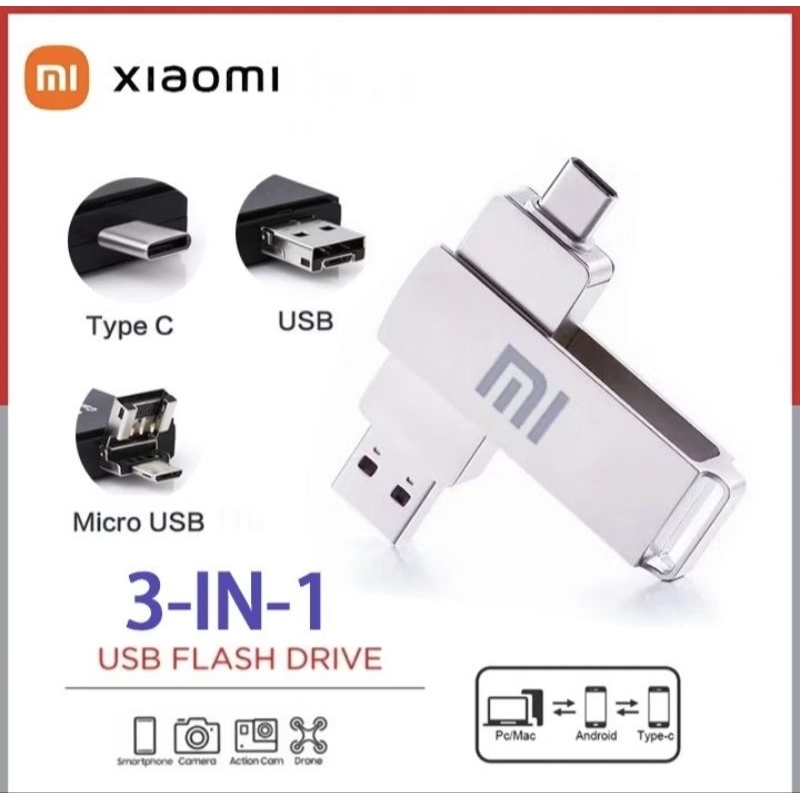 Flashdisk Xiaomi 1TB Original USB 3 in 1 Penyimpanan Flashdrive 2TB Micro Usb Type C  Storage