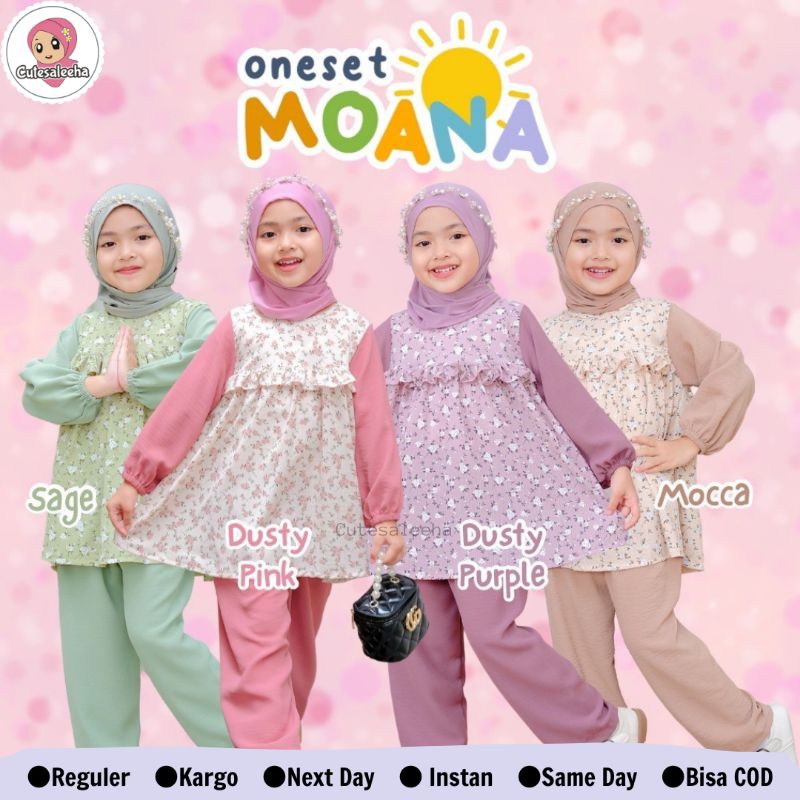 Cutesaleeha | One Set Anak Perempuan Moana Setelan Anak Perempuan Setelan Tunik Anak Perempuan