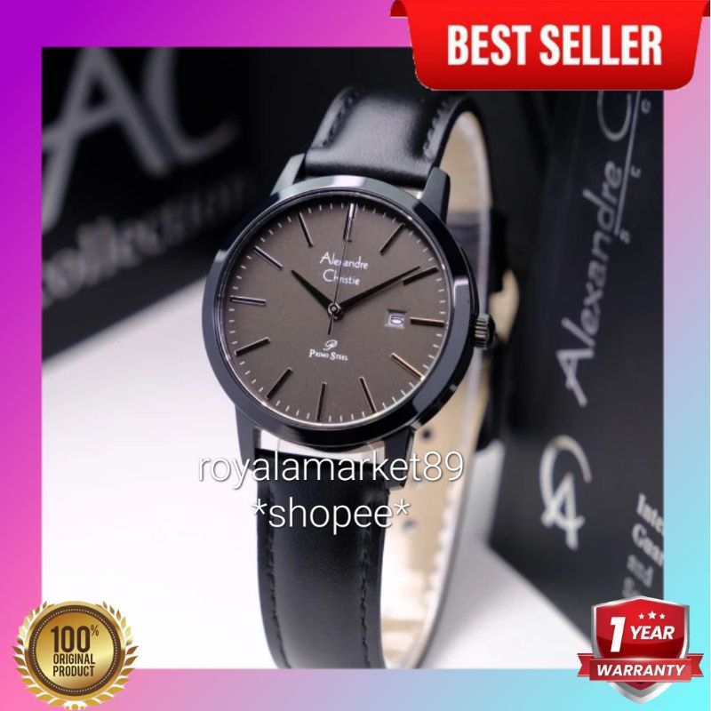 [PILIHAN WARNA GESER FOTONYA] ORI JAM TANGAN WANITA ALEXANDRE CHRISTIE ANALOG KULIT STRAP ARLOJI WAT