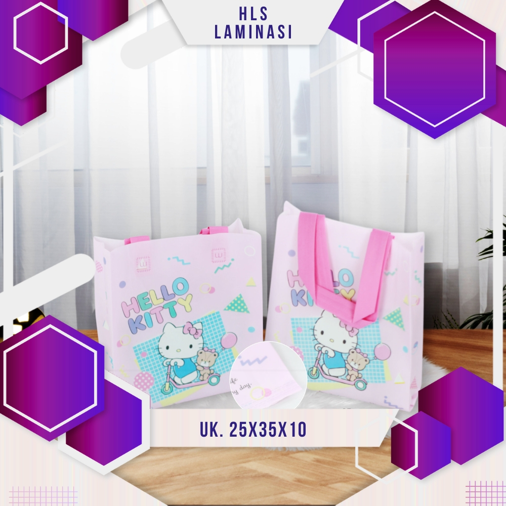 

Tas Spunbond Handle Lipat Samping ukuran 25x35x8 Tas GoodieBag Bingkisan Parcel Murah HLS Laminasi
