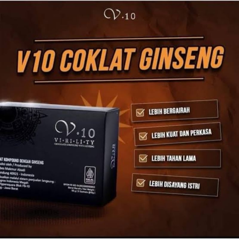 

V10 Coklat Ginseng Pria Dewasa 1 Pack | Coklat Cinta | Stamina