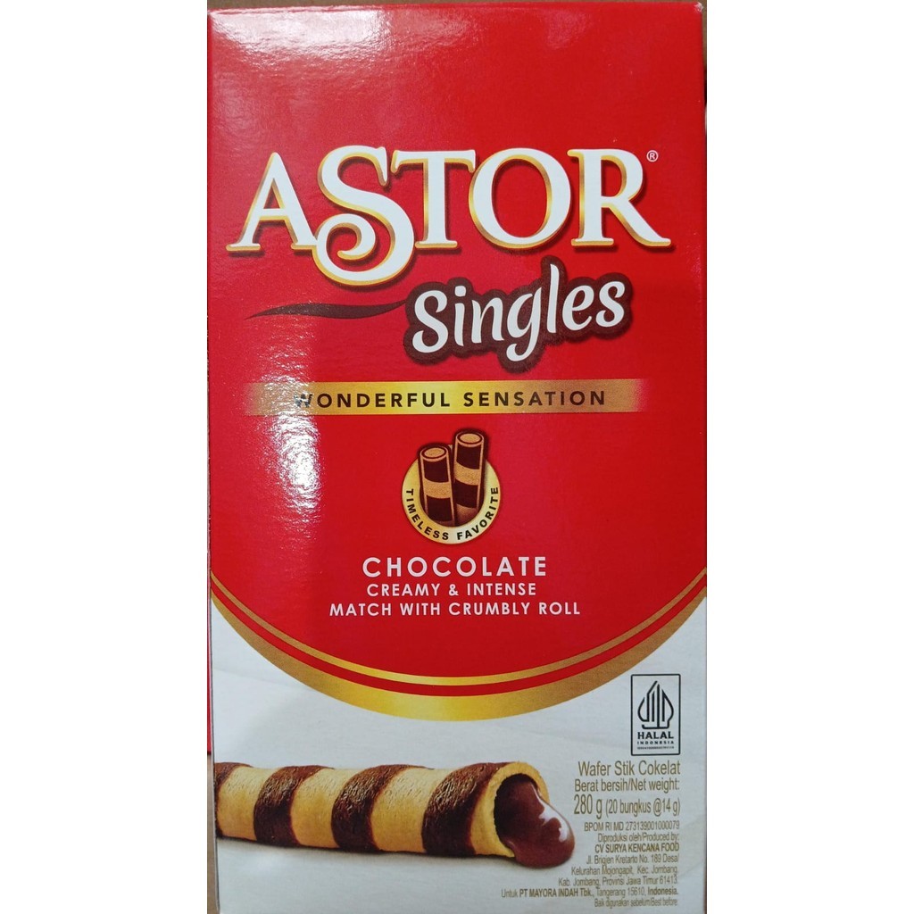 

Astor Single Kemasan Baru 1 Box Isi 20 Astor Waferstick Coklat