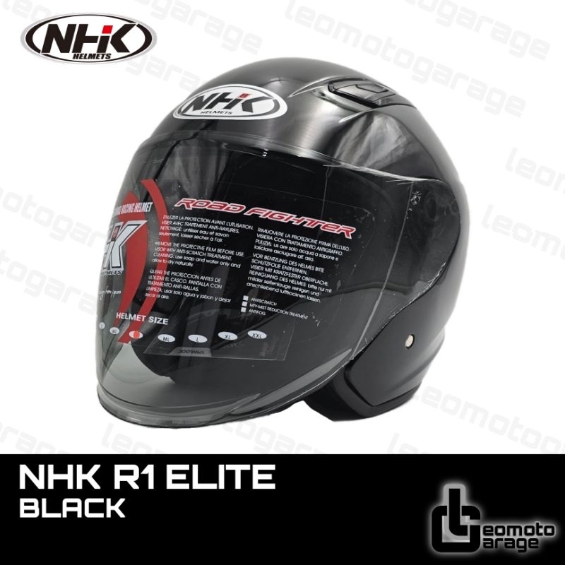 HELM NHK R1 ELITE HELM HALF FACE BLACK