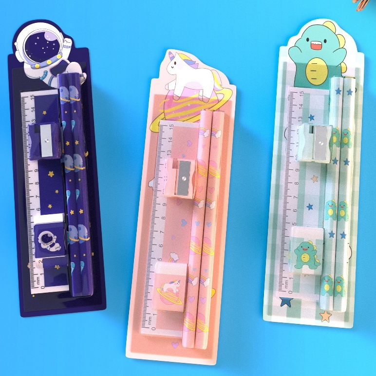 

5in1 Pensil Set Alat Tulis Anak Lucu Dan Penghapus Untuk Tempat Pensil Buku Tulis