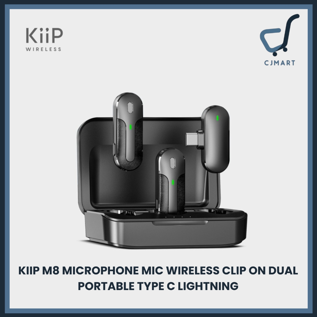 KIIP M8 MICROPHONE MIC WIRELESS CLIP ON DUAL PORTABLE TYPE C LIGHTNING