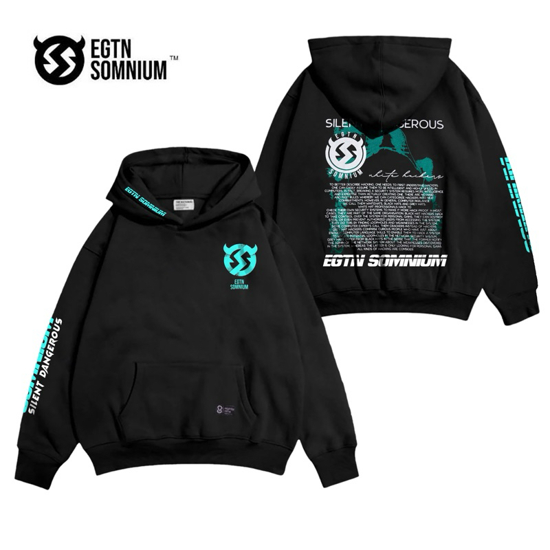 Hoodie SILENT Jumper Oversize Original Pria Wanita Warna Hitam EGTN SOMNIUM