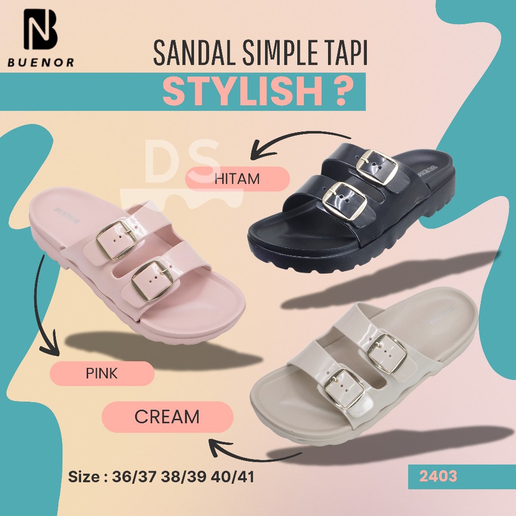 BUENOR - Sandal Slide Wanita Strap Jelly