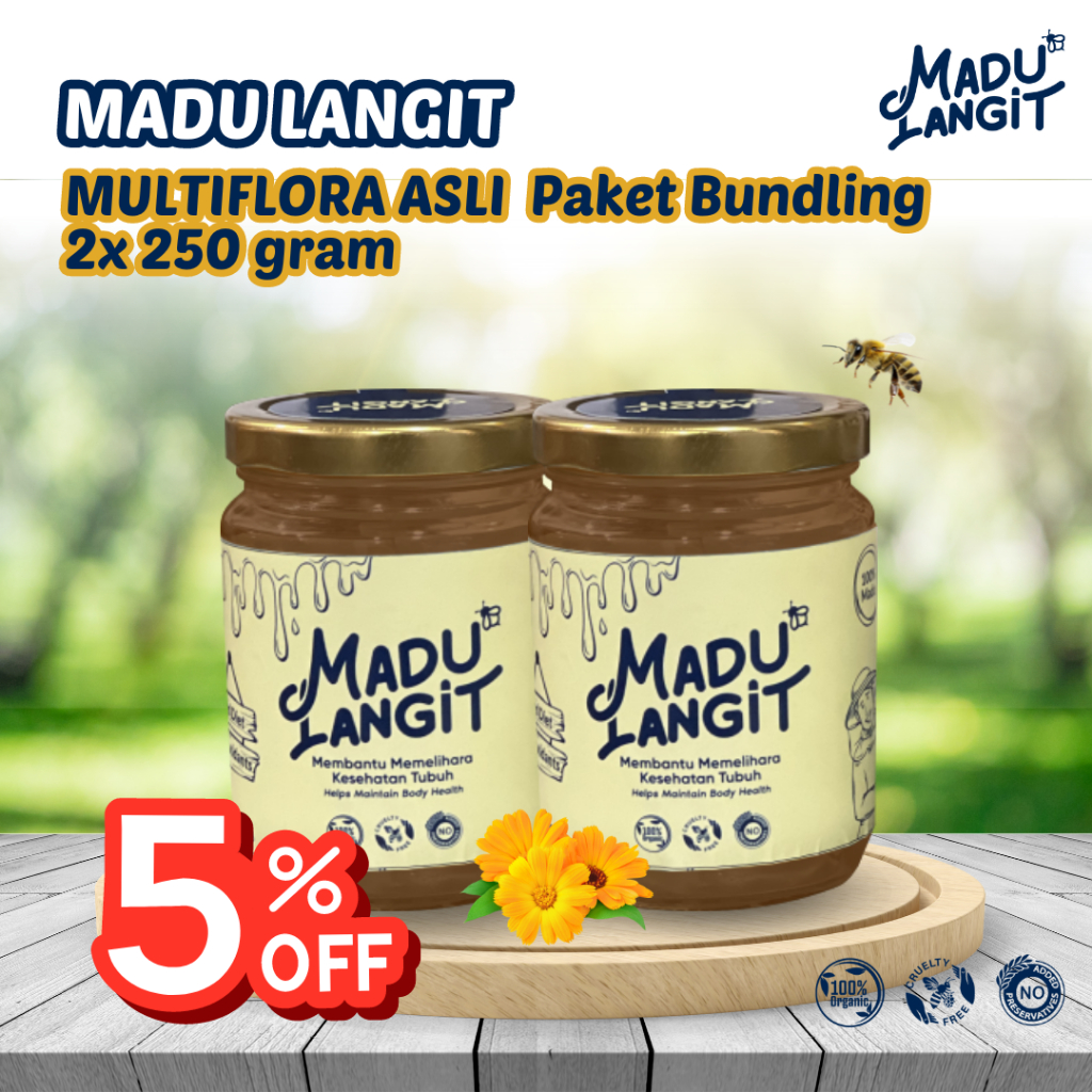 

Madu Asli multiflora Murni Paket Bundling 2 x 250 gr Madu Langit
