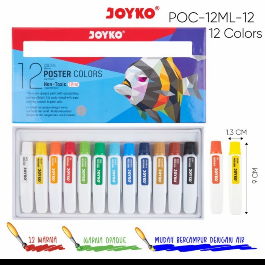 

Joyko Poster Colour POC-12ml-12c - Poster Colour 12 ml 12 warna