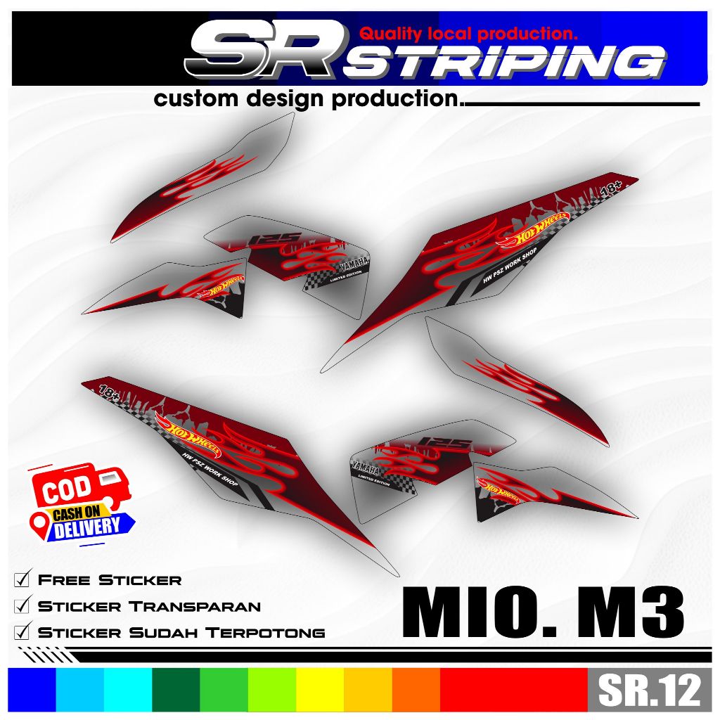 Murah Sticker Striping Transparan Motor Mio M3 Mio 125 - Stiker Variasi Motif Grafis Simpel SR.12