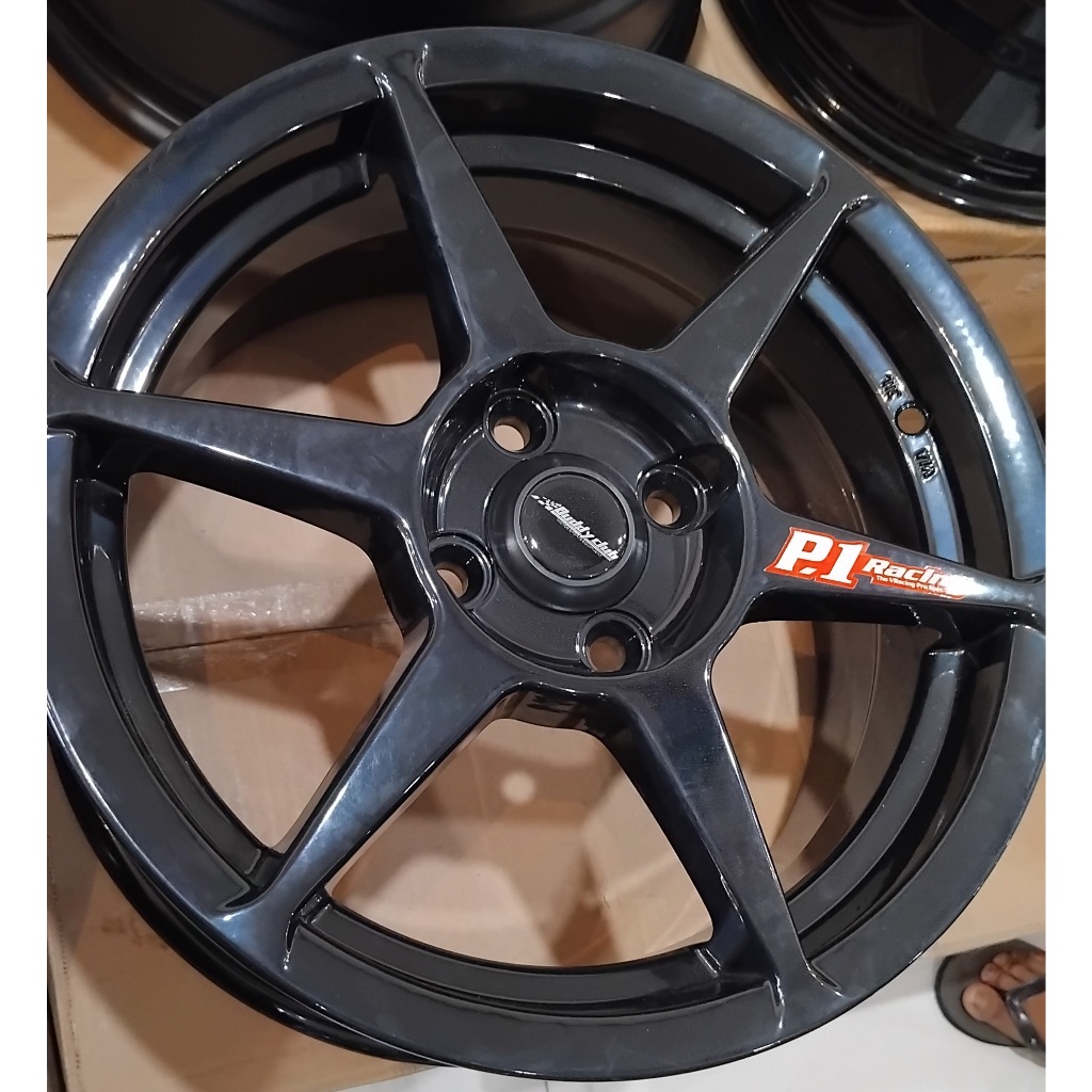 VELG RACING ROSSI P1WARNA BLACK GLOSS RING 15 LEBAR 6.5 LOBANG 4 PCD 100 ET 42
