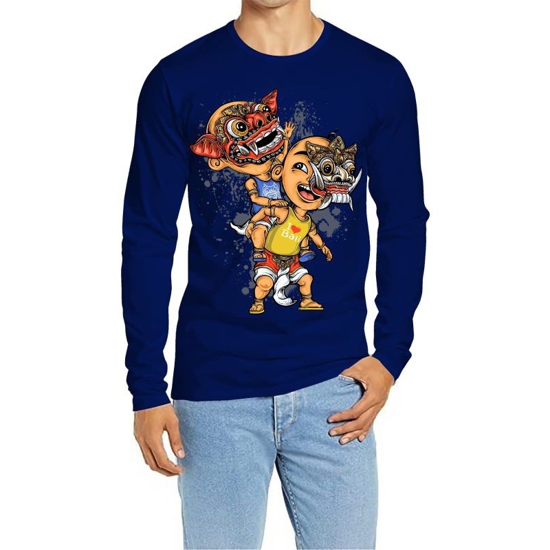 KAOS DISTRO KAOS ATASAN T-SHIRT COWOK LENGAN PANJANG JUMBO GAMBAR TOPENG LOVE BALI MOTIF DTF