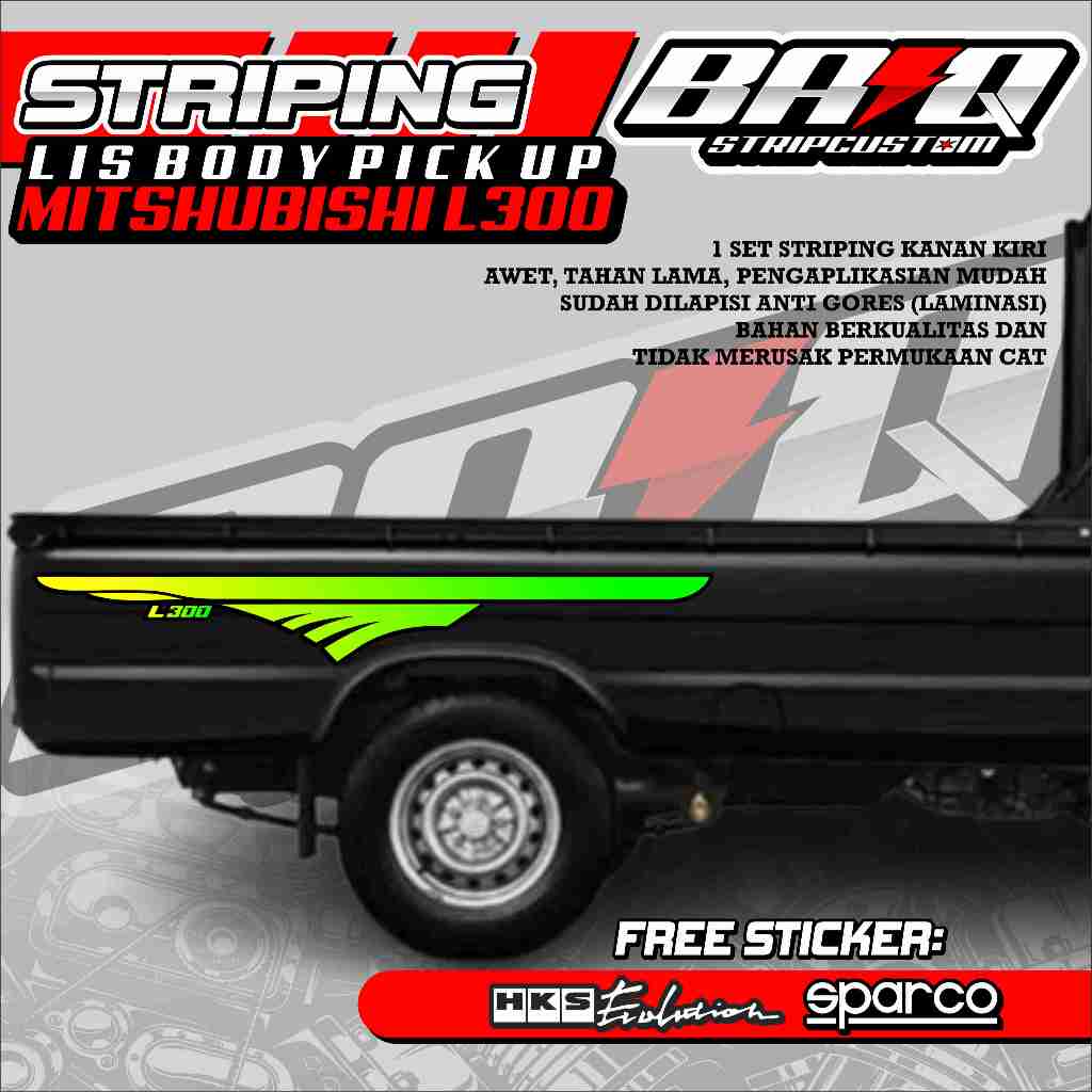 STIKER STRIPING BAK SAMPING L300 PICKUP STIKER BAK SAMPING L300 MOTIF LIST SIMPLE