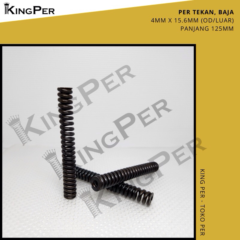 Per Tekan Baja 4mm x 15.6mm (OD), Panjang 125mm. Compression Spring Pegas Tekan