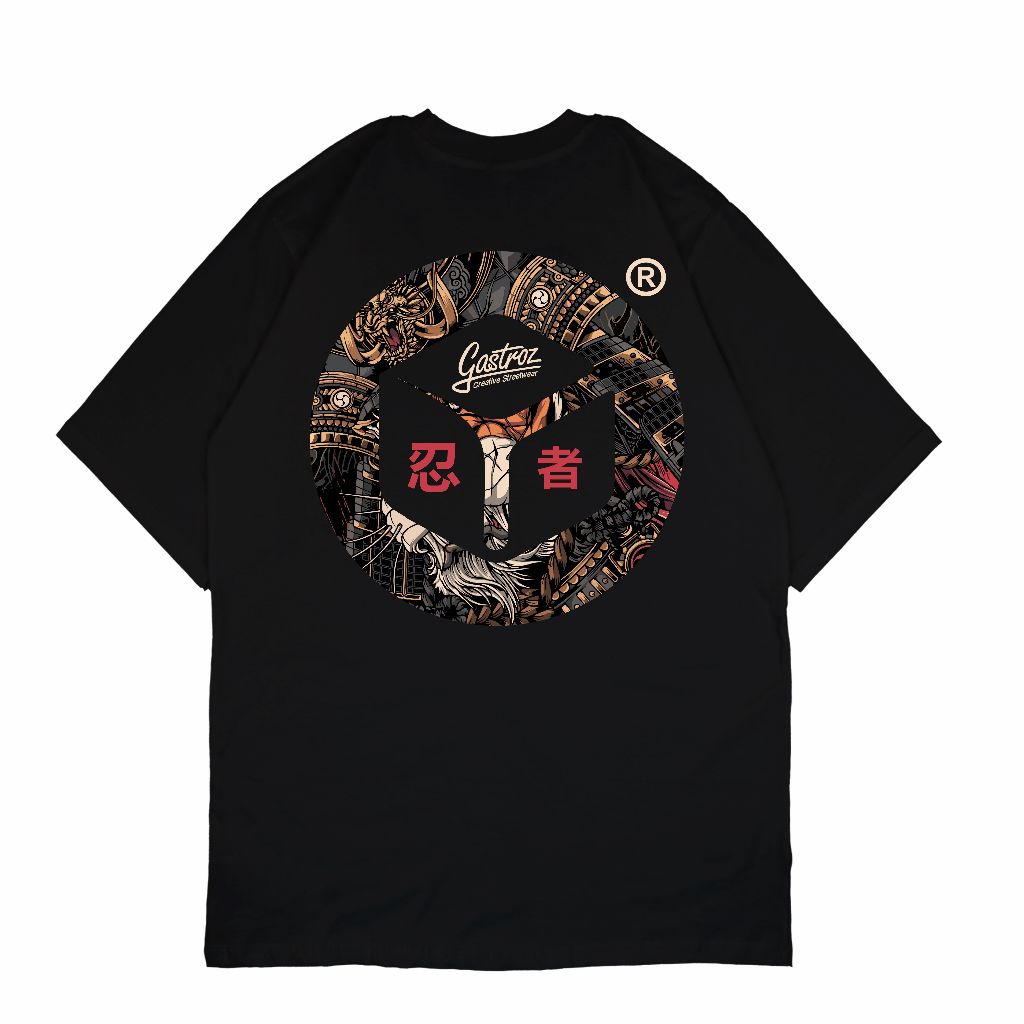 Gastroz streetwear Samurai Japan Tshirt Baju Kaos hitam Distro Bonus Sticker