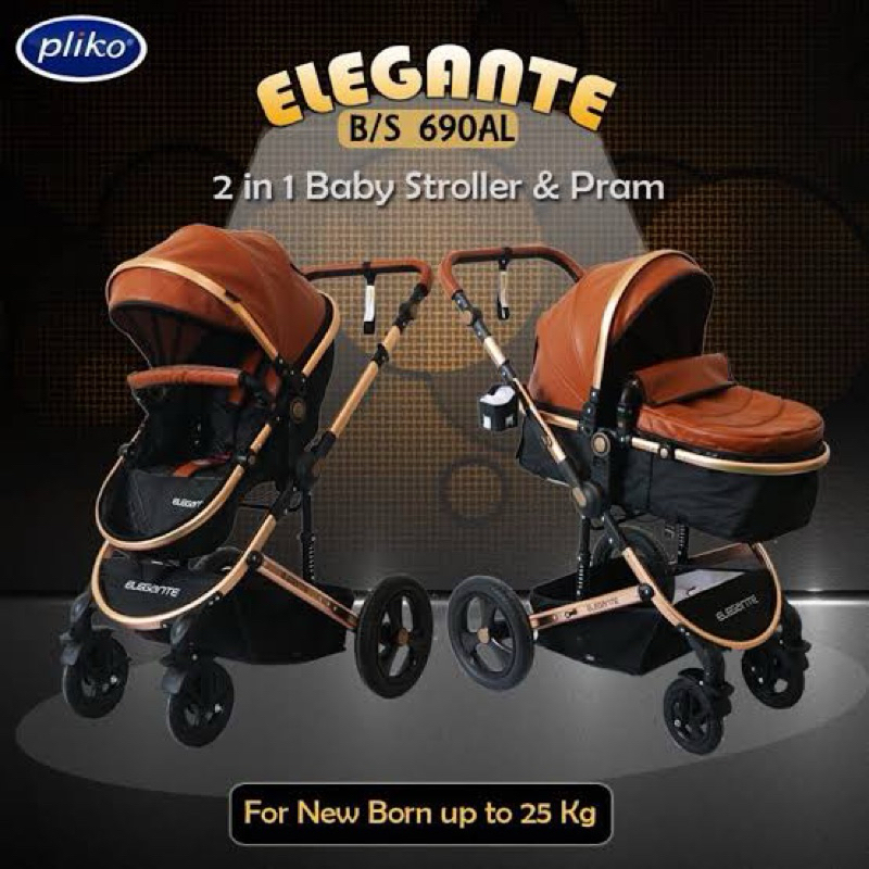 Stroller Pliko Elegante BS 690AL 2in1 Reversible Kereta Bayi Multifungsi (SECOND)