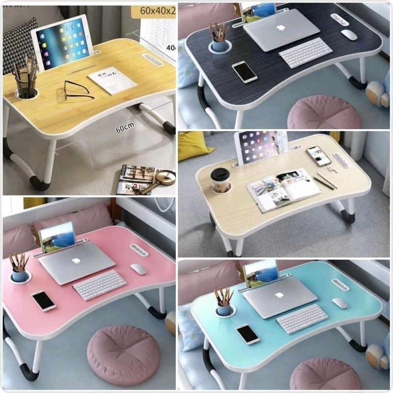 meja laptop polos/meja belajar lipat besar