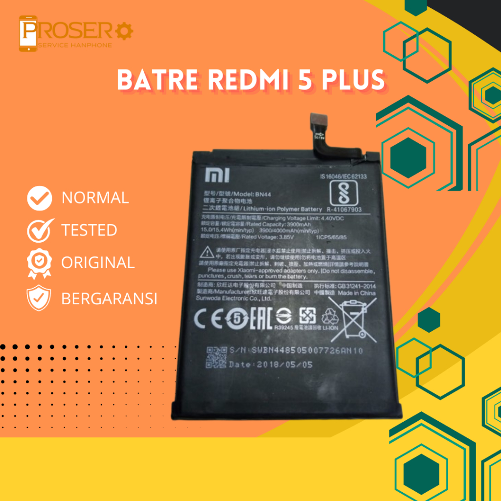 Batre Baterai Batrai Redmi 5 Plus BN44 Original Copotan