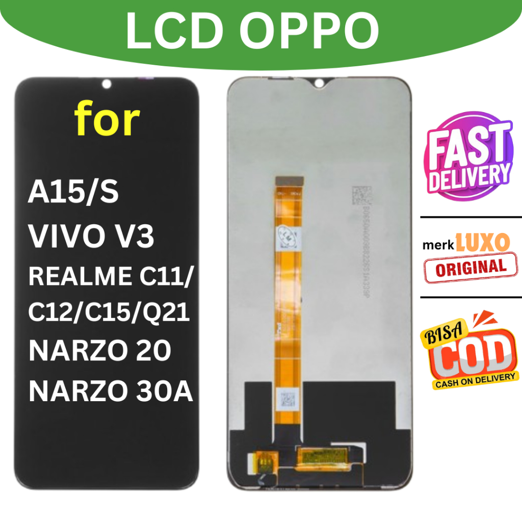LCD OPPO A15/A15S/A16/RM C11/C12/C15/Q2I/NARZ* 20/30A/VIV V3 FULLSET TOUCHSCREEN GARANSI IMPORT BARU