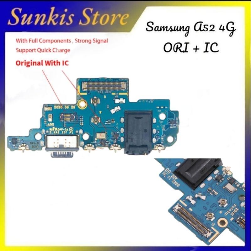 Konektor Charger Samsung A52 4G / 5G ORI + IC Papan Cas + Mic Board Charger