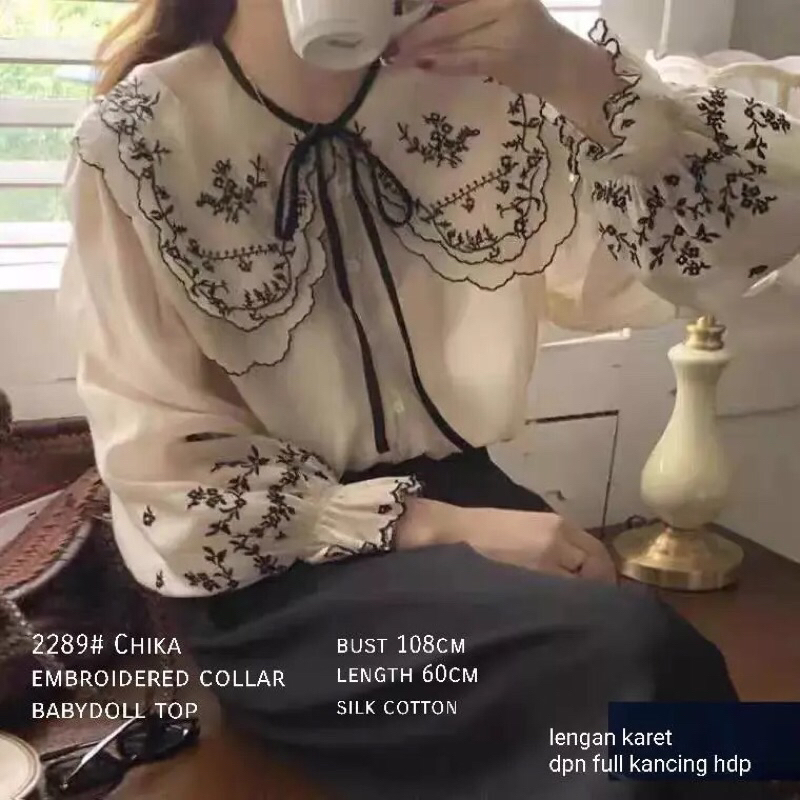 TM 2289 Blouse Chika embroidered collar babydoll to import