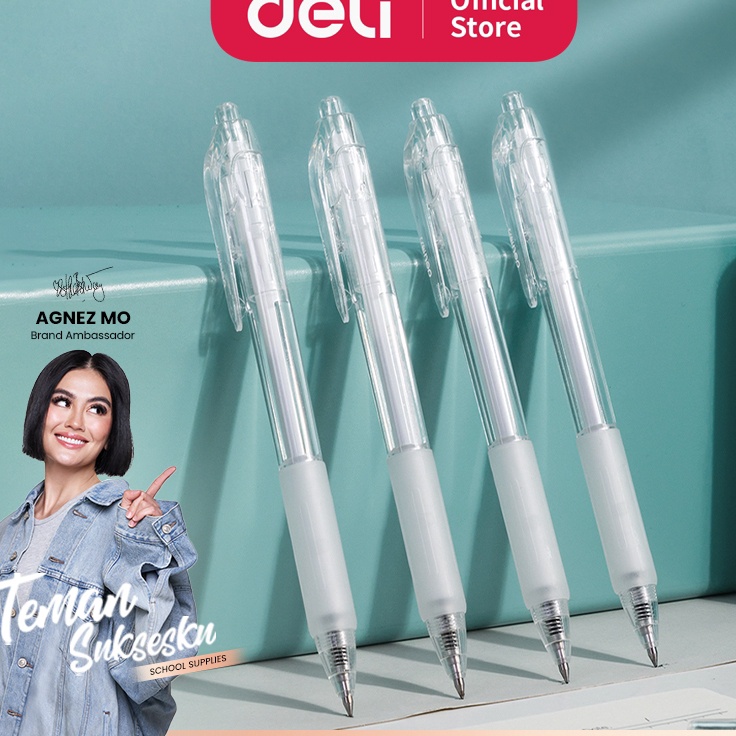

TERBARU Deli Gel Pen Pulpen Gel Retractable Tinta Hitam 5mm A57B1 12 pcs
