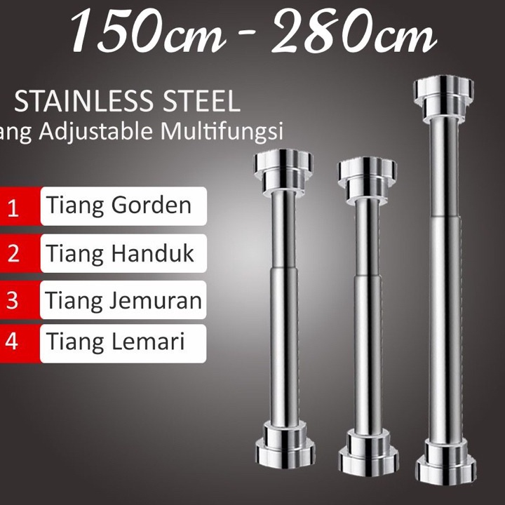 Ekstra Tiang gorden fleksibel  tongkat pipa ajaib stainles  Tiang Hordeng Fleksibel Besi Gorden Pipa
