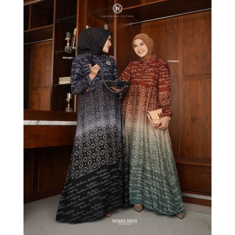 fathika dress dan midi dress nadheera luxury gamis muslim motif