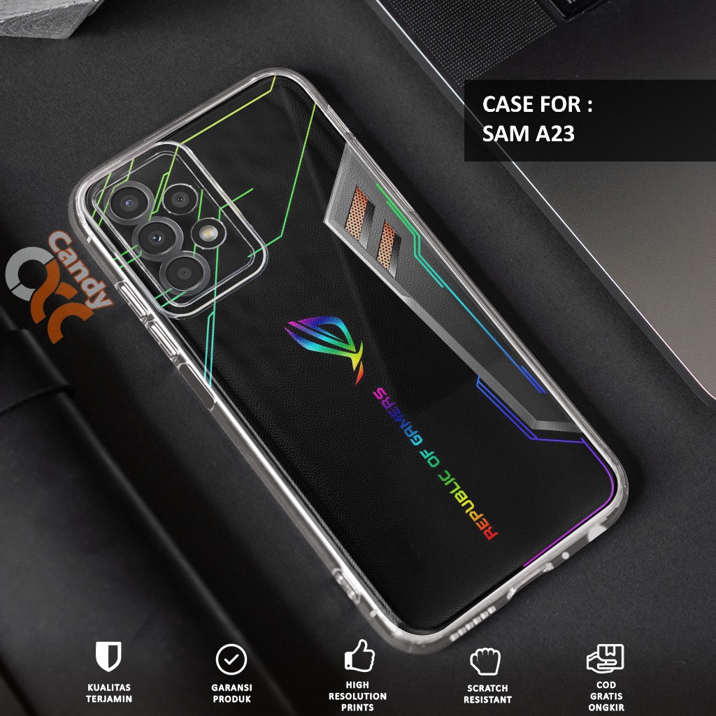 Case SAMSUNG A23 - Casing SAMSUNG A23 Motif ROG - Softcase Premium Fourside - Bening Transparant - S