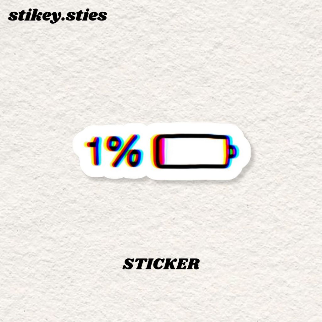 

STICKER LOW BATTERY 1% AESTHETIC BRAND ANTI AIR VINYL / STIKER HELM LAPTOP HP MOTOR TUMBLR TAS KOPER