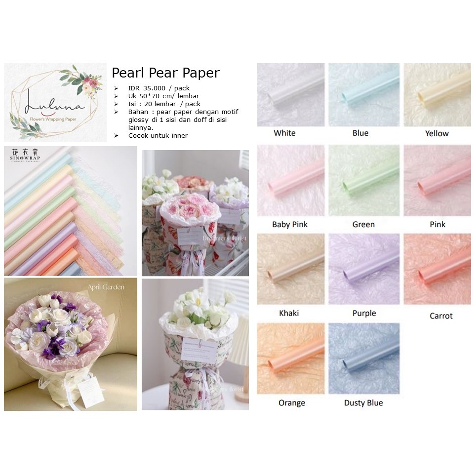 

Luluna / Pearl Pear Paper/wrapping paper/kertas kado/kertas bunga buket
