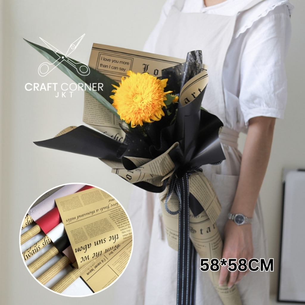 

[LBR] Flower Wrapping Double Color Koran Newspaper Coklat Cellophane Pembungkus Bunga 58*58cm