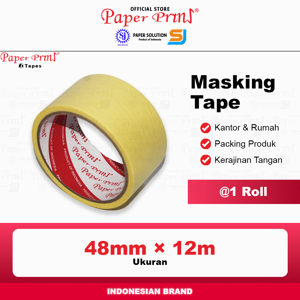 

Lakban Kertas Masking Tape 2 inch Paperpryns 48mm (@1 Roll)